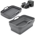 thumbnail image 1 of Air Fryer Silicone Liners Pot for Ninja Foodi Dual DZ090 6QT, 2 Pack Reusable Air Fryer Silicone Replacement Basket Bowl, Collapsible Baking Tray for Air Fryer Accessories (Gray), 1 of 6
