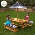 thumbnail image 2 of KidKraft Outdoor Table & Bench Set w/ Cushions & Umbrella - Navy & White | 00106, 2 of 2