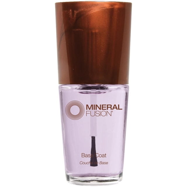 Mineral Fusion Couche de Base de Vernis à Ongles dans une Bouteille en Verre Transparent avec Capuchon en bronze Métallique et Applicateur Pinceau, Étiquetée pour Renforcer les Ongles et une application Impeccable, Convient comme Couche de Base Protectrice dans les routines de Soins des Ongles.