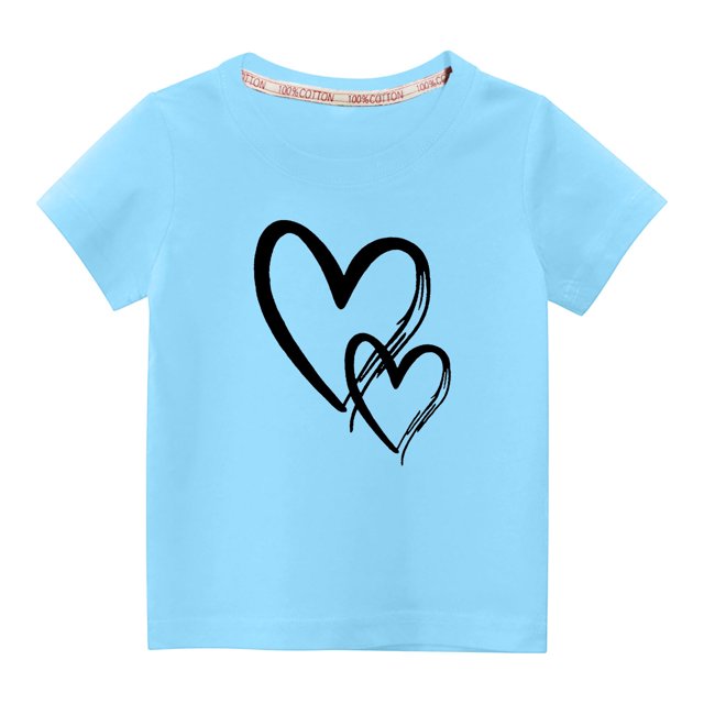 MeetoTime T-shirt en Coton pour Tout-Petits Enfants Garçons Filles Col Rond Saint-Valentin Imprimé Manches Courtes Haut Tee 3-10 Ans