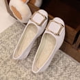 thumbnail image 2 of Wdhugt Square-Toe Flat Shoes For Women Casual Decorative Buckle Work Style Lightweight Mesh Beige Us Size 7, 2 of 3