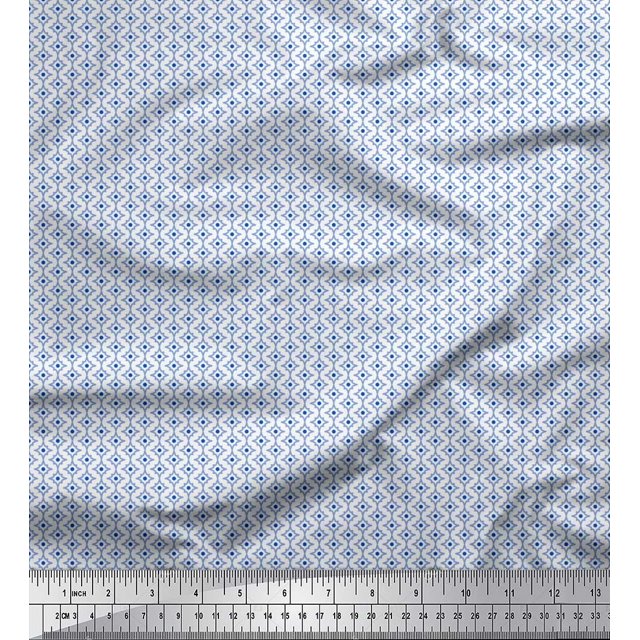 Soimoi Poly Georgette Fabric Dot & Floral Small Printed Fabric 1 Yard 52 Inch Wide