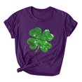 thumbnail image 1 of Besolor T-Shirts de la Saint-Patrick pour Femmes, Col Rond, Manches Courtes, T-Shirts Basiques, T-Shirts Graphiques Shamrock, Hauts de Festival, 1 of 3