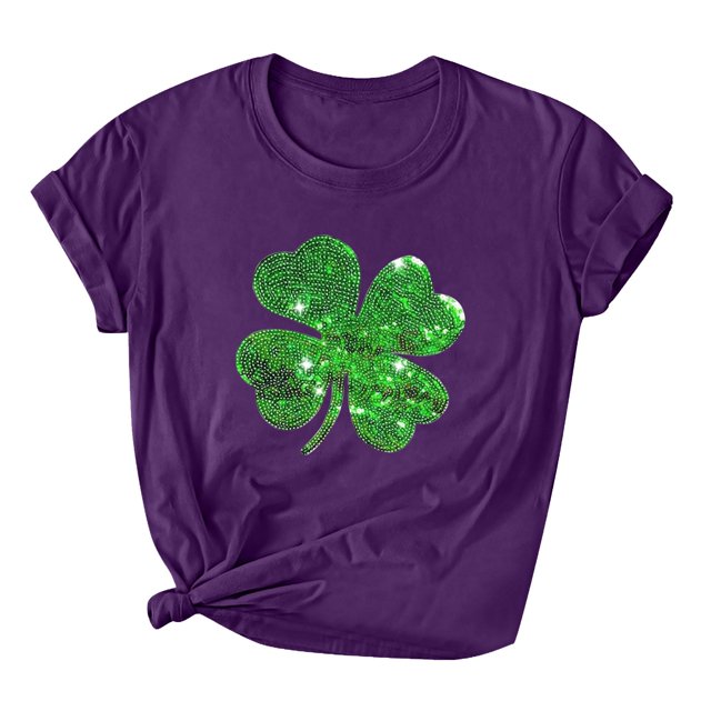 Besolor T-Shirts de la Saint-Patrick pour Femmes, Col Rond, Manches Courtes, T-Shirts Basiques, T-Shirts Graphiques Shamrock, Hauts de Festival