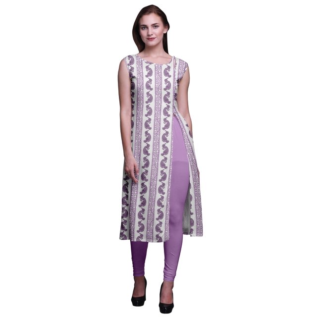 Bimba Kurti d'Été Sans Manches Imprimé Robe Tunique Droite pour Femmes
