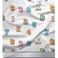 thumbnail image 1 of Soimoi Poly Georgette Fabric Numbers & Alphabets Text Printed Craft Fabric by The Yard 52 Inch Wide, 1 of 3