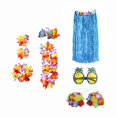 thumbnail image 3 of Ensemble de Costume Jupe Hawaïenne Tropicale Lunettes Accessoire Ajustable Extensible Femmes 80 cm, 3 of 8