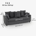 thumbnail image 3 of HOMCOM Corduroy Couch with 8 Removable Pillows, 3 Seater Sofa, Dark Grey, 3 of 10