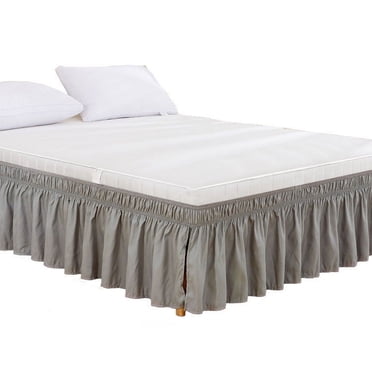 Leutsin Bed Skirt,Wrap Around Bed Skirt Pinch Pleated,Wrap Around Ruffled Bed Skirt with Adjustable Elastic Belt,Elastic Dust Ruffles with Adjustable Belts Luxrious Fabric Machine Washable