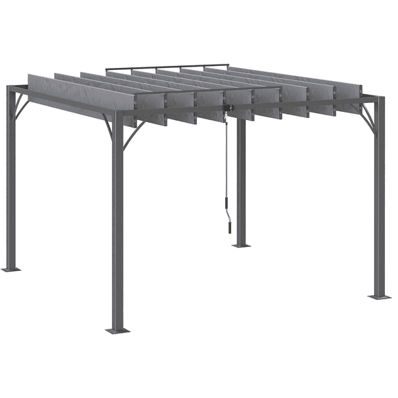 CoSoTower 9.7' x 9.7' Outdoor Pergola with Retractable Roof, Aluminium Louvered Pergola Canopy Gazebo for Lawn Garden Patio, Grey