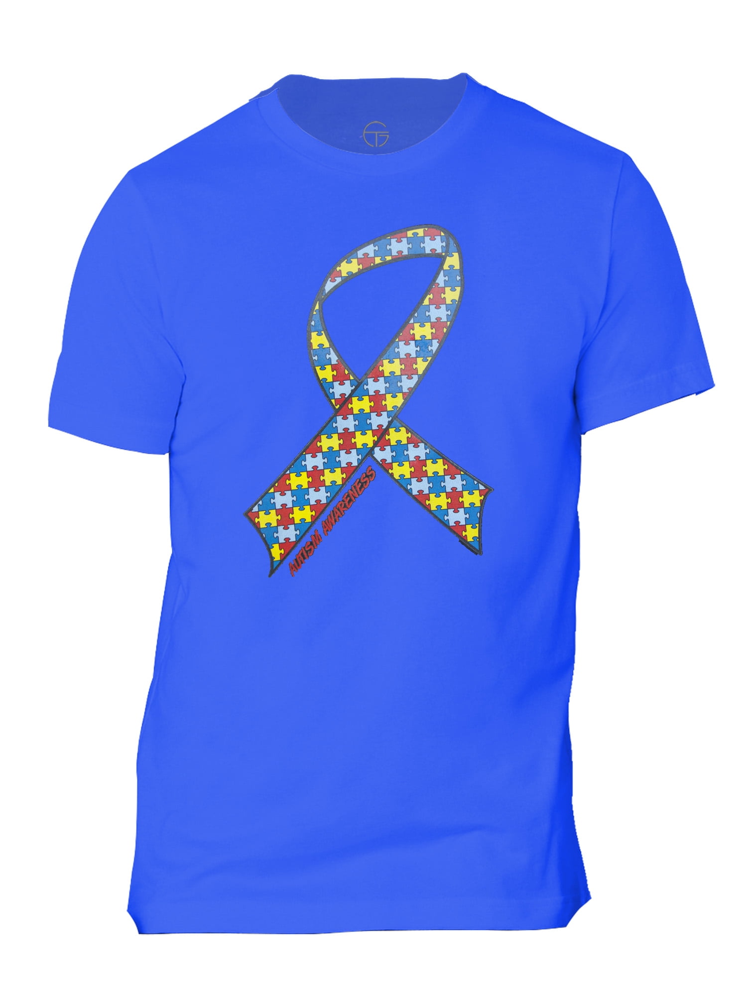 Autism Awareness T-Shirt à Manches Courtes pour Hommes avec Ruban - Royal - Moyen
