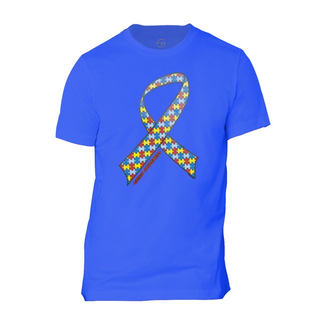 Autism Awareness T-Shirt à Manches Courtes pour Hommes avec Ruban - Royal - Très Grand