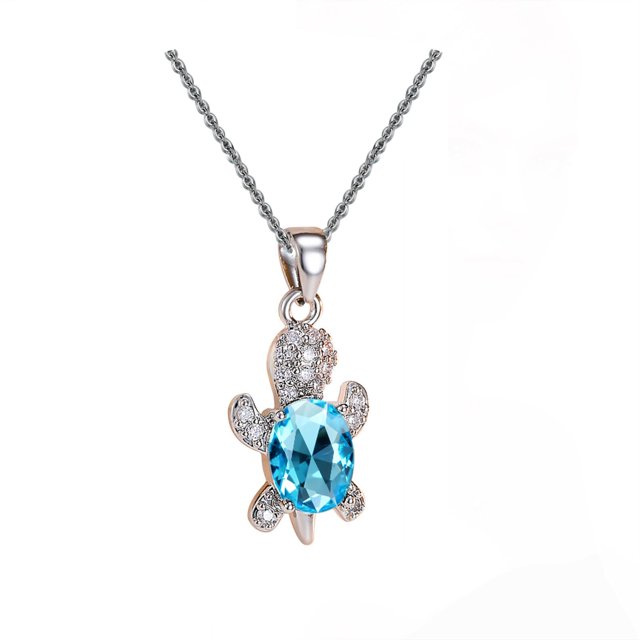Openpig Collier Tortue Pierre de Naissance Bijoux pour Femmes Bleu Joli Traité