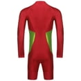 thumbnail image 4 of Oyolan Men's Long Sleeve Swimsuit Front Zipper One Piece Bathing Suit Rash Guard Swimming Sun Protective Red 3XL, 4 of 5