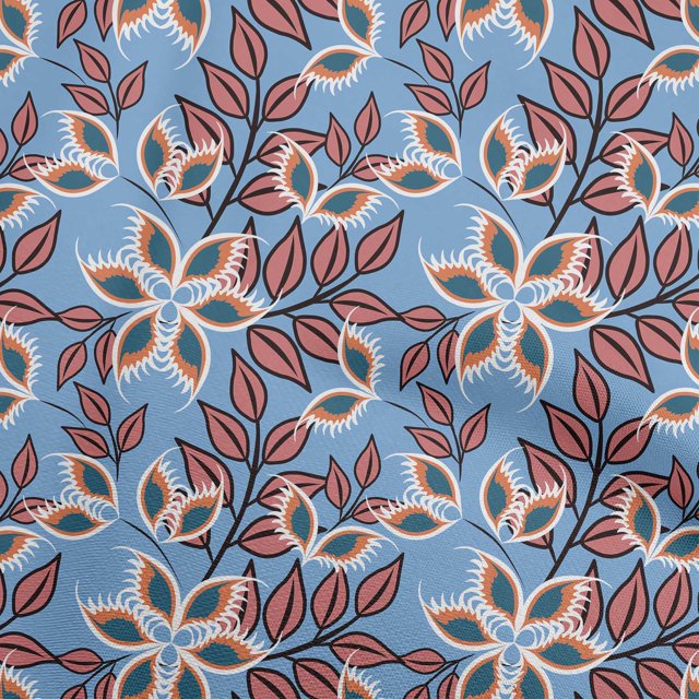 oneOone Georgette Viscose Light Blue Fabric Block Sewing Material Print Fabric By The Yard 42 Inch Wide-5C