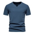 thumbnail image 1 of Yuzhih Mens Muscle Slim T Shirt V-Neck Solid Color Henley Shirt Summer Basic Tops Gym Workout Athletic Tee Shirts, 1 of 6
