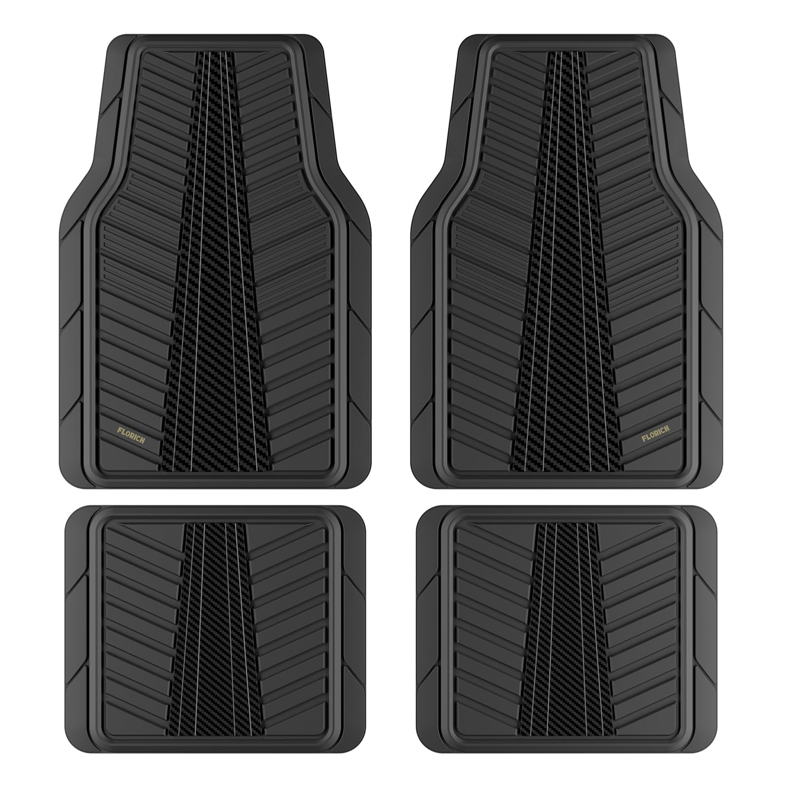FLORICH Car Floor Mats Heavy Duty Floor Mats for Cars 4 Piece All-Weather Floor Mats with Anti-Slip Backing Waterproof Universal Trim-to-Fit Automotive Floor Mat for Cars SUV Trucks