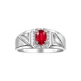 thumbnail image 1 of RYLOS Men's Rings Sterling Silver Classic 7X5MM Oval Gemstone & Diamond Ring Ruby July Birthstone Rings For Men Size 11, 1 of 7