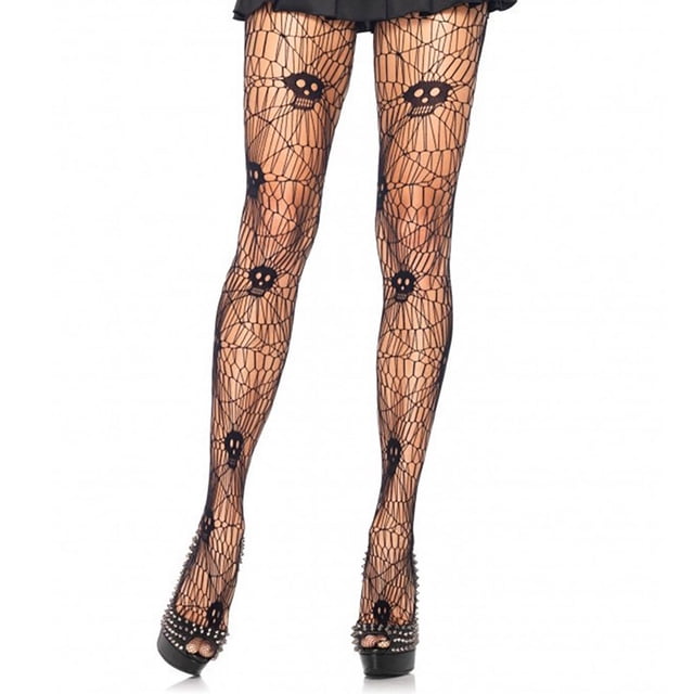 Collants Résille en Soie Noire Aguichant pour Femmes d'Halloween