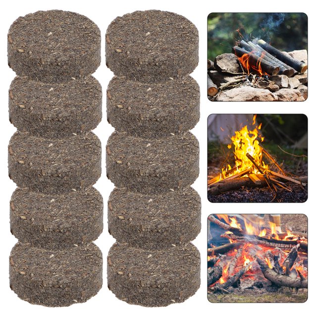 OULII 10Pack Natural Wood Firelighters Dark Brown Fire Starter for Camping