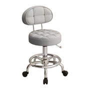 Luzkey Bar Stool SPA Stool with Back with Wheels Thick Seat Cushion Rolling Stool Salon Stool Chair for Drafting Home Office Massage Light Gray