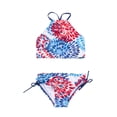 thumbnail image 2 of Faithtur 2Pcs Children Summer Swimwear, Floral Tops + Drawstring Briefs Suit, 2 of 10