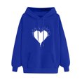 thumbnail image 1 of XZNGL Womens Comfortable Sweater Heart Pattern Printed Womens Hooded Pocket Drawstring Sweater, 1 of 4