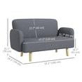 thumbnail image 3 of HOMCOM 2 Seater Sofa Couch with 8.3" Thick Padding and Wood Legs, Grey, 3 of 10