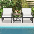 thumbnail image 1 of Costway 3 PCS Patio Rattan Furniture Set Acacia Wood Coffee Table & 2 Chairs Backyard, 1 of 9