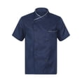 thumbnail image 1 of Ocealan Unisex Chef Jacket Shirt Short Sleeve Chef Coat Men Women Restaurant Kitchen Work Uniform Blue Short Sleeve XXL, 1 of 7