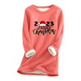 thumbnail image 1 of LSLJS Hauts Thermiques pour Femmes, Hauts à Manches Longues Chauds en Peluche Épaissie à Col Rond avec Imprimé de Noël pour Femmes, 1 of 2