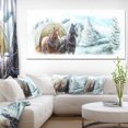 thumbnail image 1 of Painted Scene with Horses in Winter - Landscape Canvas Art Print, 1 of 3