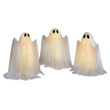 Lot de 3 guirlandes lumineuses fantomes en tissu de gaze de 25 po, fonctionnant a piles avec DEL blanches chaudes, pour Halloween en interieur et en extwrieur, par Way to Celebrate