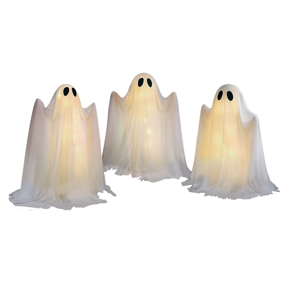 3-Piece Battery Operated 25" Gauze Fabric Ghost Pathway Lights, Warm White LED, Indoor/Outdoor Halloween, by Way to Celebrate