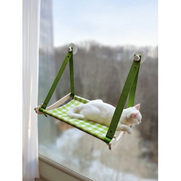 Cat Hammock Bed With Solid Wood Hanging Frame And Suction Cups, Hang On Window Or Balcony, Suitable For Pets Under 20kg