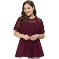 thumbnail image 2 of Unique Bargains Haut en Dentelle en Maille à Basque Évasé à Encolure Ronde pour Femme Grande Taille, 2 of 4