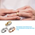 thumbnail image 3 of ziyahi Checkerboard Pattern Ring Stylish Female Jewelry Simple Colors Geometric Fingers Rings Fashion Accessory Festival Gift Golden Size 7 Golden Size 8, 3 of 6