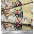 thumbnail image 3 of Soimoi Beige Poly Georgette Fabric Floral & Bird Print Fabric by the Yard 42 Inch Wide, 3 of 3