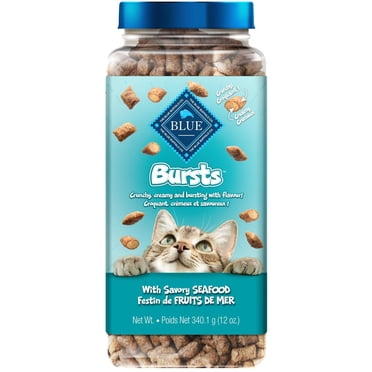 Blue Buffalo Bursts Gâteries Sèches Croquantes et Crémeuses pour Chats, Idéales pour l'Entraînement, Fruits de Mer, 12 oz.