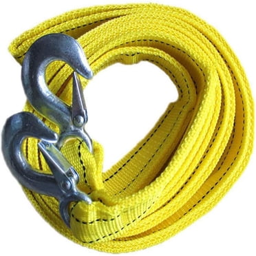 Emergency Tow, Heavy Duty Tow Strap Reinforced Casting With Locking Hook Prevents Iron Hook From Falling Or Breaking, Vehicle Recovery Tool For Roadside Emergencies (4 Meter, Yellow)