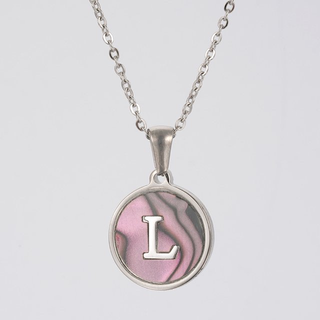 Colliers, Collier Lettre Coquille Mignonne pour Filles, Pendentifs Pièce pour Filles en Acier Inoxydable Colliers Initiale pour Femmes Bijoux Rond