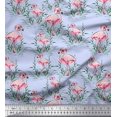 thumbnail image 1 of Soimoi Blue polyester Crepe Fabric Grass & Flamingo Bird Decor Fabric Printed Yard 42 Inch Wide, 1 of 3