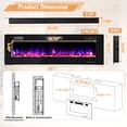 thumbnail image 3 of Costway 60 Inches Ultra-thin Electric Fireplace Recessed & Wall Mounted with Log Crystals, 3 of 9