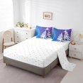 thumbnail image 3 of Christmas Bed In A Bag For Kids Girls,Ombre Gradient Bed Sheets Set,Christmas Snowflake Tree Bed Set,Winter Snow Queen Comforter Set 7 Piece,Blue Purple Bedding Comforter Sets,Soft 3 For All Season, 3 of 4