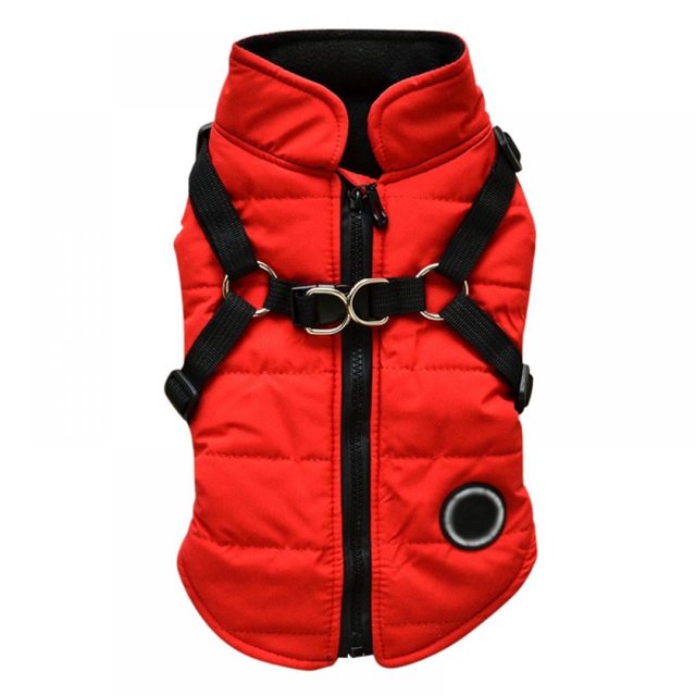 MesaSe Pet Printed Cold Weather Coat Harness Pet Winter Warm 2 In 1 Outfit Padded Jacket For Small Puppy Dogs