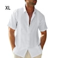 thumbnail image 2 of pitrice Men Shirt Casual Short Sleeve Breathable Replacement Button Down Solid Color Fashionable Home Dating Shirts Top White XL 1Set, 2 of 5