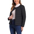 thumbnail image 4 of INSPIRE CHIC Women's Puffer Jacket Lightweight Button Down Packable Long Sleeve Coat S Black, 4 of 6