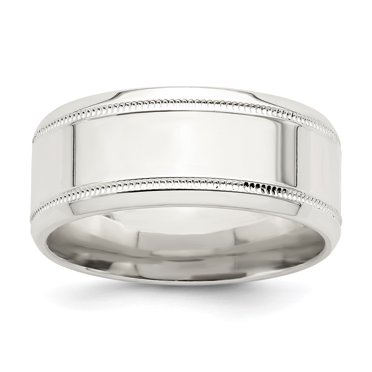 925 Sterling Silver 8mm Polished Fancy Size 11 Band Ring