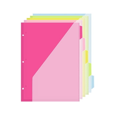 ZTTD Binder Dividers with Pockets and Tabs, 5-Tab, Pastel Colors, Dividers for 3 Ring Binder with Pockets, Pocket Dividers for 3 Ring Binder with Tabs, Office Supplies