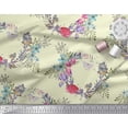 thumbnail image 2 of Soimoi Yellow Moss Georgette Fabric Insect,Rose & Wreath Flower Printed Fabric 1 Yard 42 Inch Wide, 2 of 3
